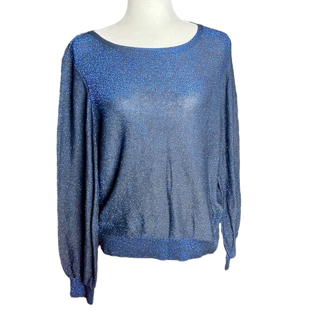 Vintage Milly Sweater Metallic Glitter Blue Size L